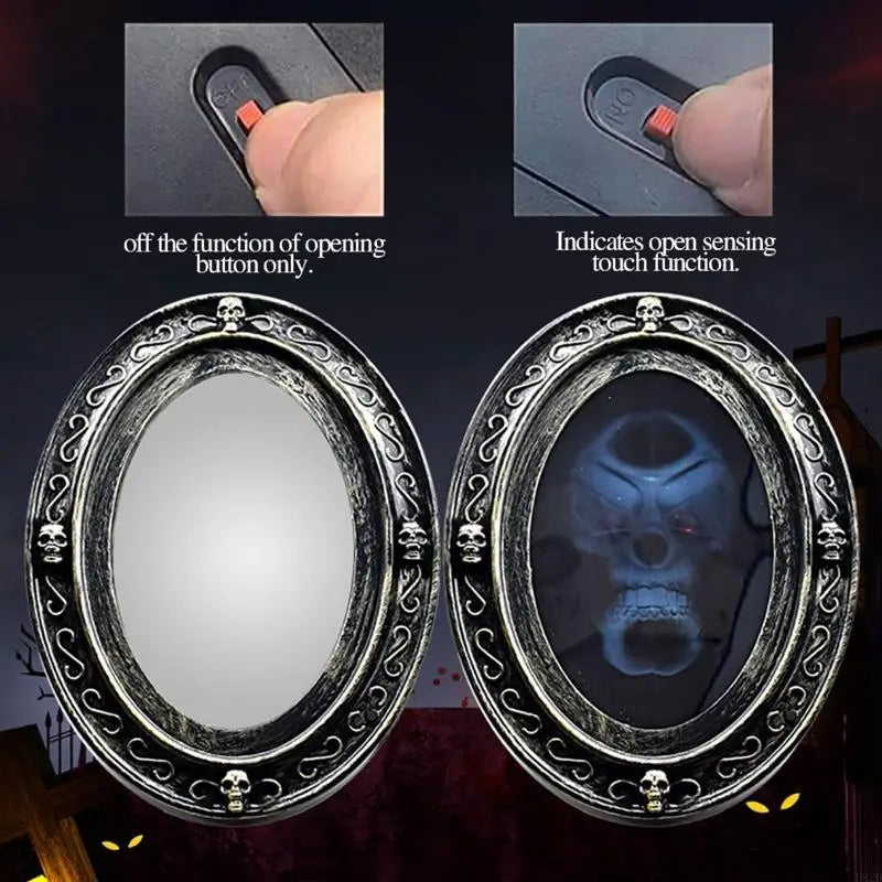 P82D Funny Haunted Mirror Halloween Motion Activated Scary Mirror Party Decoration Halloween Props Gift